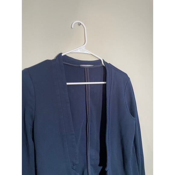 Tart Navy Open Front Blazer with Faux Leather Trimmings - Picture 2 of 8